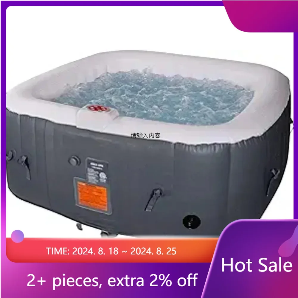 

Portable Hot Tub 61X61X26 Inch Air Jet Spa 2-3 Person Inflatable Square Outdoor Heated Hot Tub Spa With 120 Bubble Jets Full