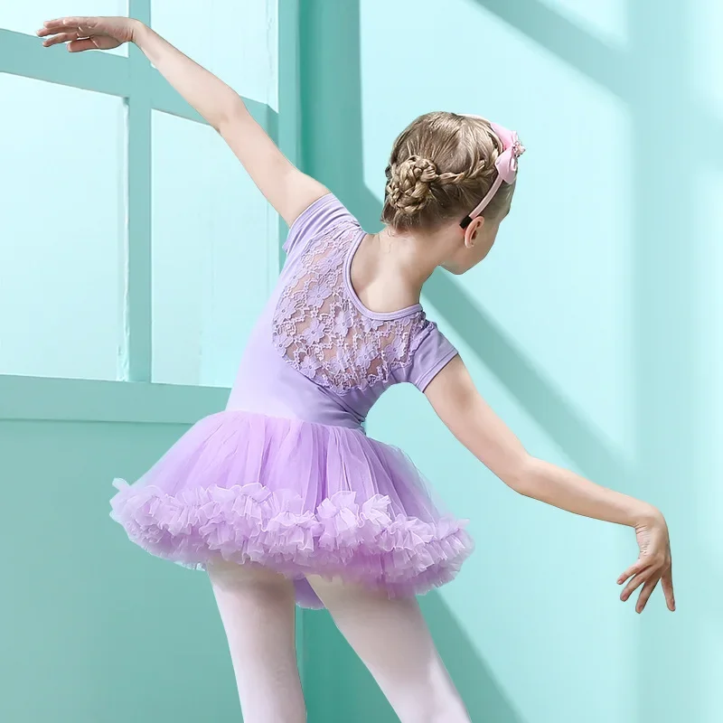 Kinder Ballett Tanz kostüme Mädchen Gymnastik Trikots Tanz kleidung Tutu Kleid Kurzarm Ballerina Kleidung Ballett Outfit