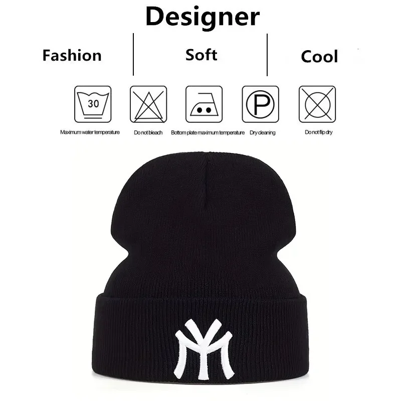 'MY time' Embroidered Beanie Soft Stretchy Lightweight Winter Hat for Men & Women Outdoor Hip Hop Knitted Hats Fashion Bonnets