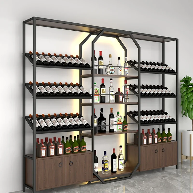 

Winery Iron Art Bar Cabinet Standing Restaurant Luxury Minimalist Design Wine Rack Storage Booth Adega Wine Cabinet Furniture