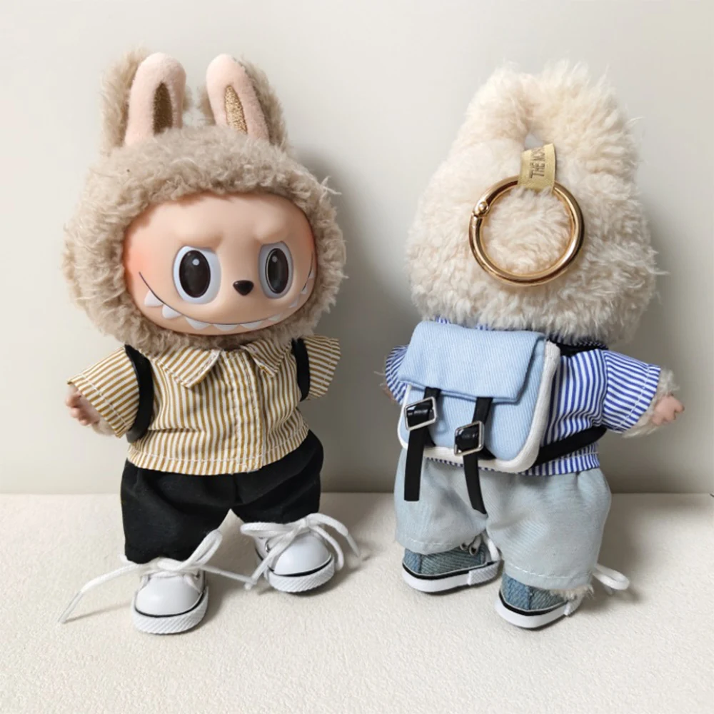 Suitable for 15-17cm Labubu Doll Backpack Plush Small Backpack Clothing Accessories