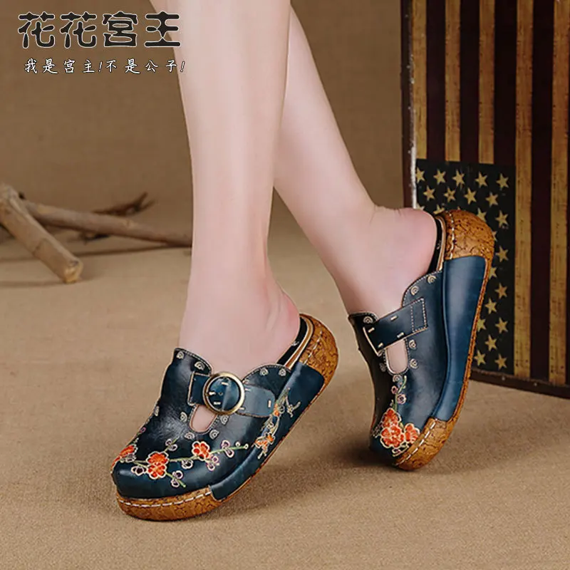 Careaymade-Folk style Head layer cowhide pure handmade Carved shoes, the retro art mori girl shoes,Women\'s casual Sandals 9color
