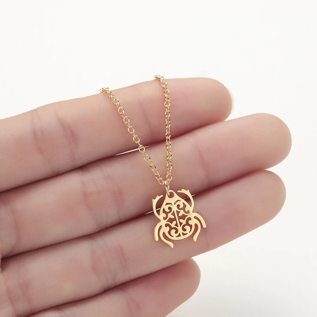 Inspired Egyptian Scarab Pendant Necklaces for Women Insect Amulet Charm Cute Stainless Steel Animal Jewelry Gift