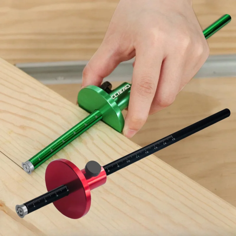 

Маркировочный калибр с алюминиевыми колесами — прецизионный деревообрабатывающий инструмент для параллельных линий и врезной макета | Двойная шкала (дюймовый/мм) | Плотник