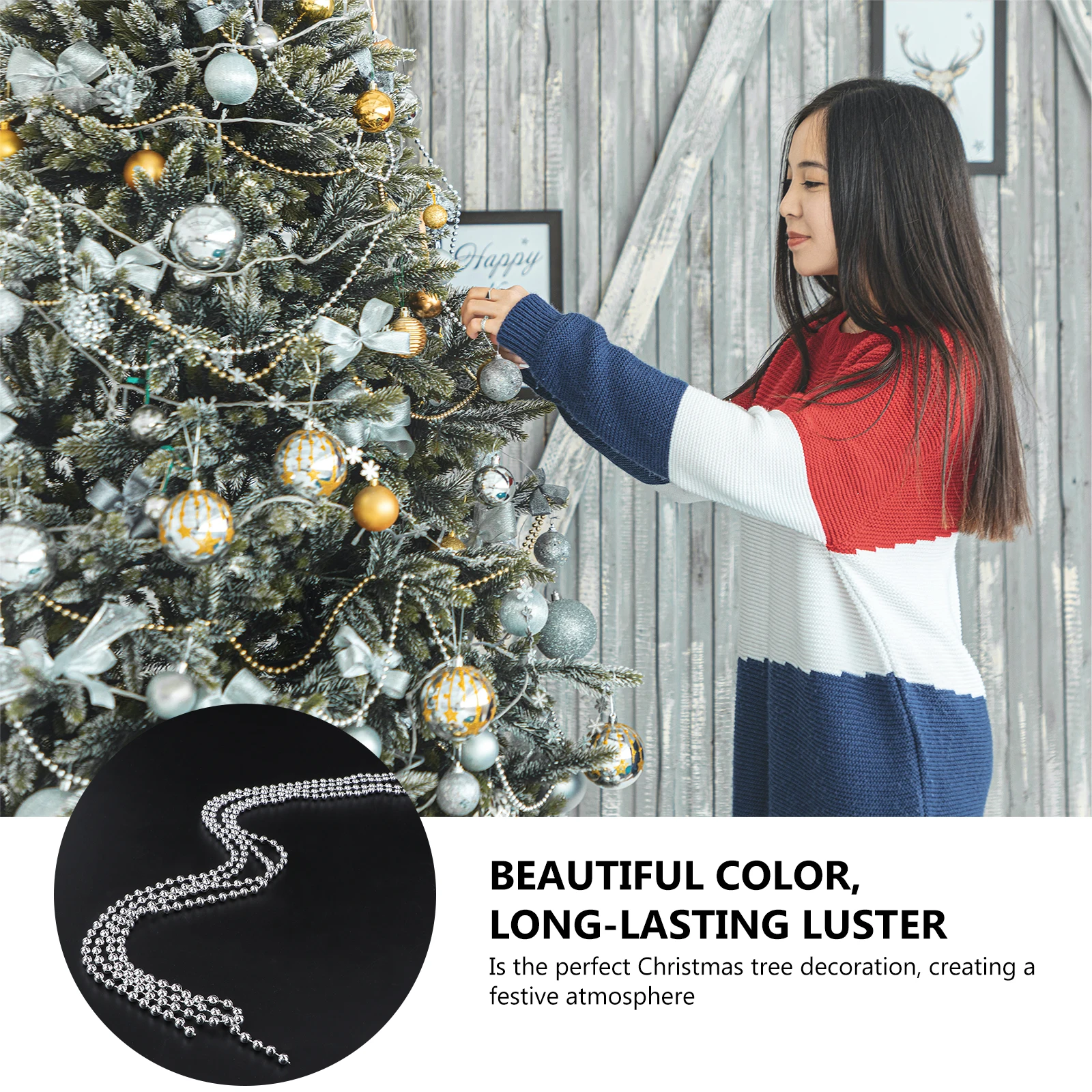 

Electroplated Beads Chain Plastic Christmas Tree Decoration Garland Strands Christmas Tree Beads Xmas Garland Holiday Favors