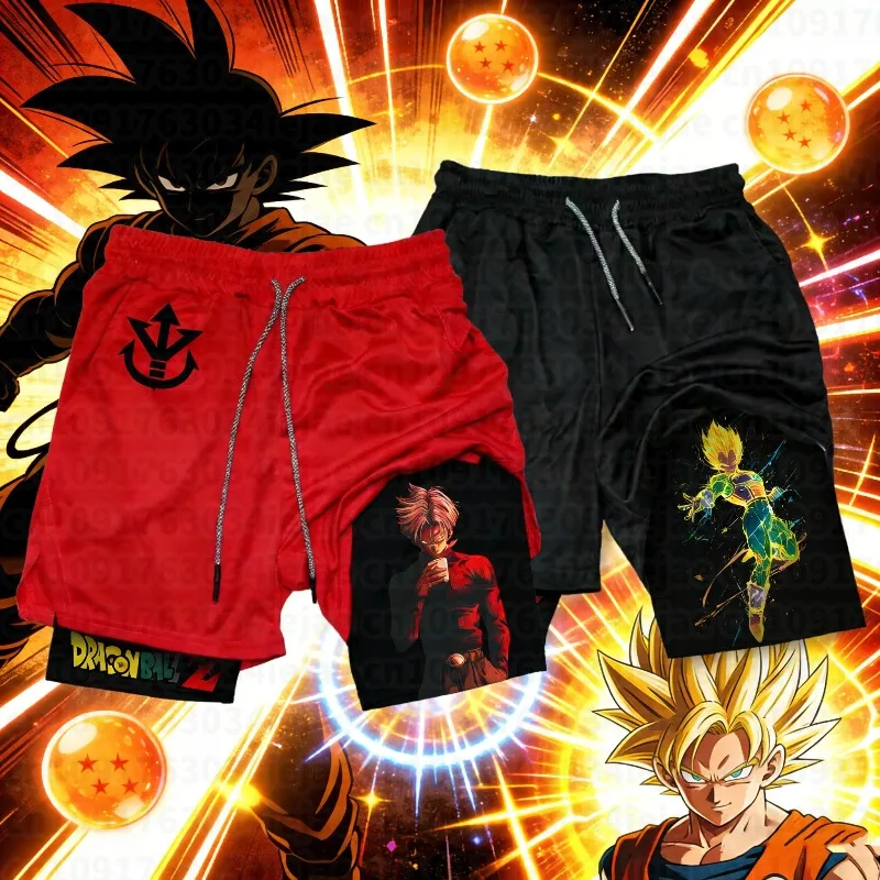 2026 Dragon Ball Vegeta Anime-Zubehör Doppellagige Shorts Herren Bequeme und Atmungsaktive Sporthose