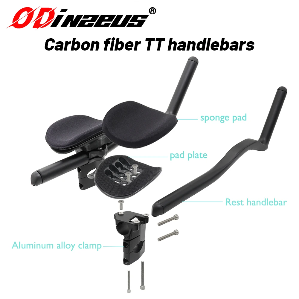 Carbon Fiber TT Rest Handlebar ODINZEUS Road Bike Aerobar 35°/55° Triathlon Time Trial Matte Finish No Logo Bicycle Parts