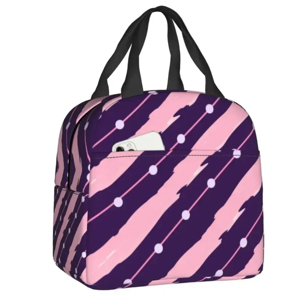 Boho Chic Pastel Pink Stripes Polka Dots Art Lunch Bag Men Women Thermal Cooler Insulated Lunch Boxes for Kids School