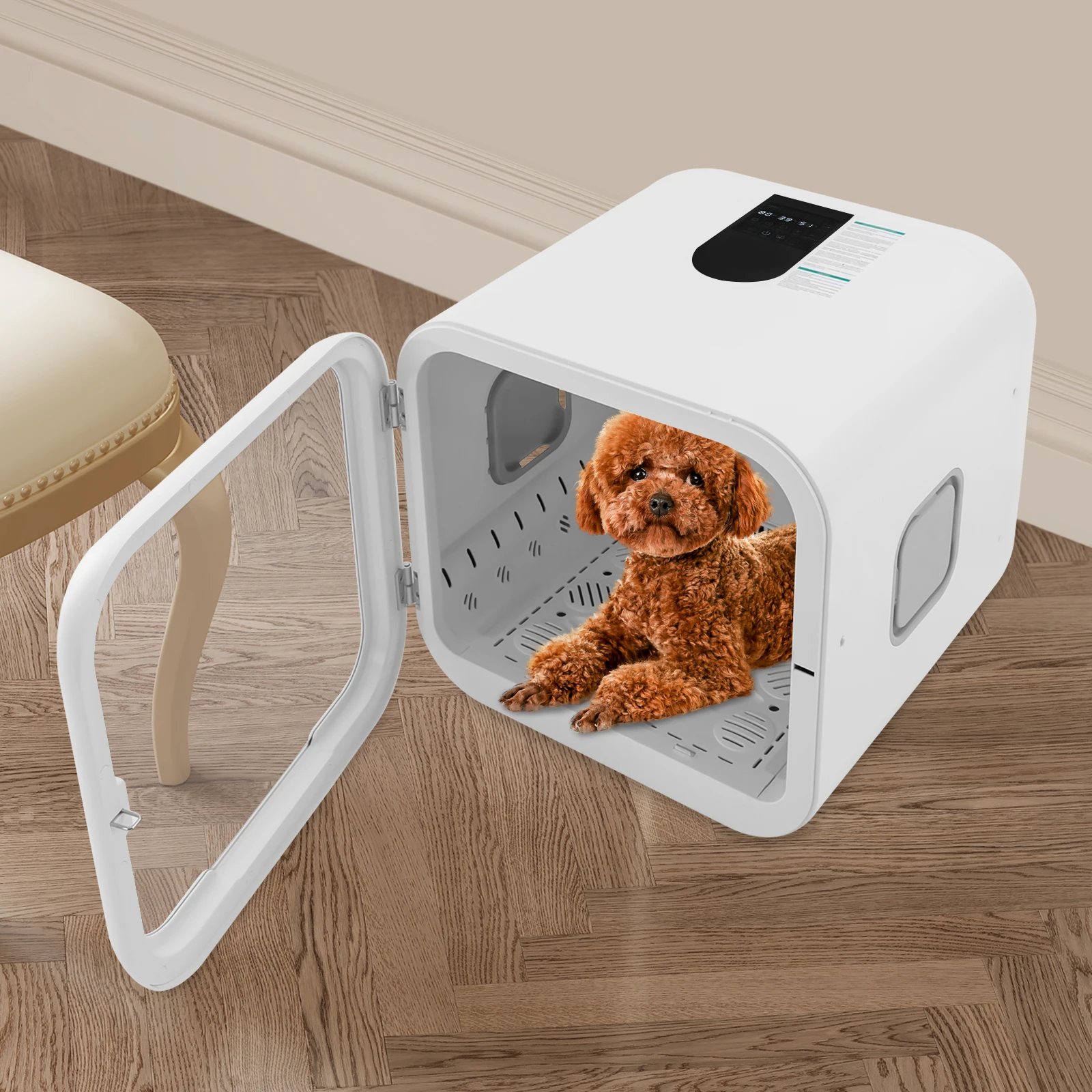 

Automatic Pet Dryer Box 71L with Sterilization & Negative Ion, 2900RPM Force Grooming Hair Dryer, Ultra Quiet for 2-3 Cats/Dogs