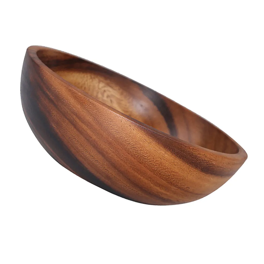 

1Pcs Wooden Snack Salad Bowl Natural Texture Wood Fruit Bowl Small Large Capacity Food Container Creative Home Tableware