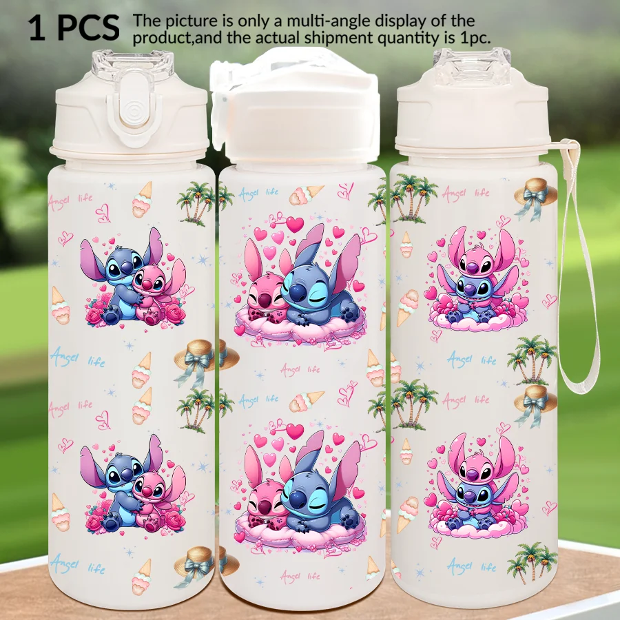 1 個ディズニーステッチティエンメイプリント 23-32 オンスマルチプラスチックウォーターボトルポータブルスポーツウォーターカップ誕生日ギフト