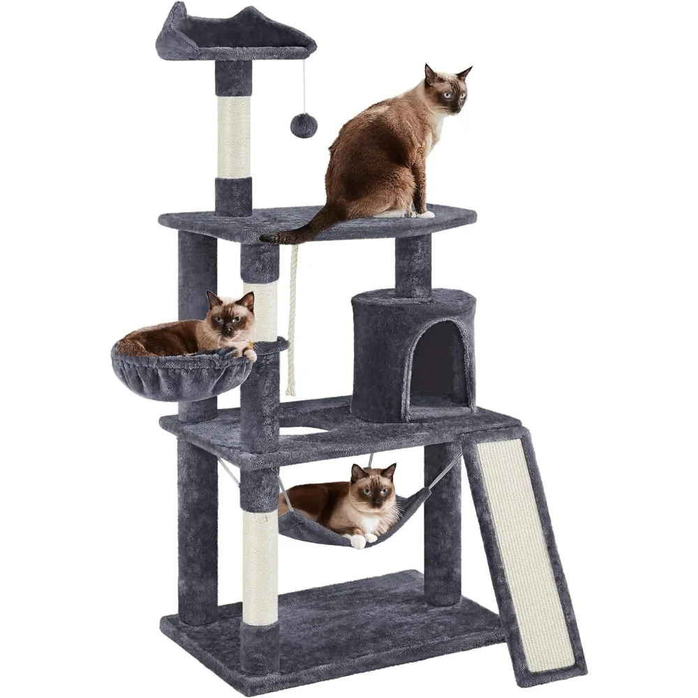 

Yaheetech 63.5in Multi-Level Cat Tree Tower Condo with Scratching Posts, Platform & Hammock, Cat Activity Center Play Furniture
