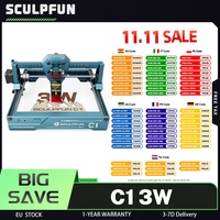 SCULPFUN C1 3W Mini Laser Engraver, Engraving Area 150*130mm, 10000mm/min, 0.04mm Ultra-Fine Compressed Spot, 100nm-500nm Effect