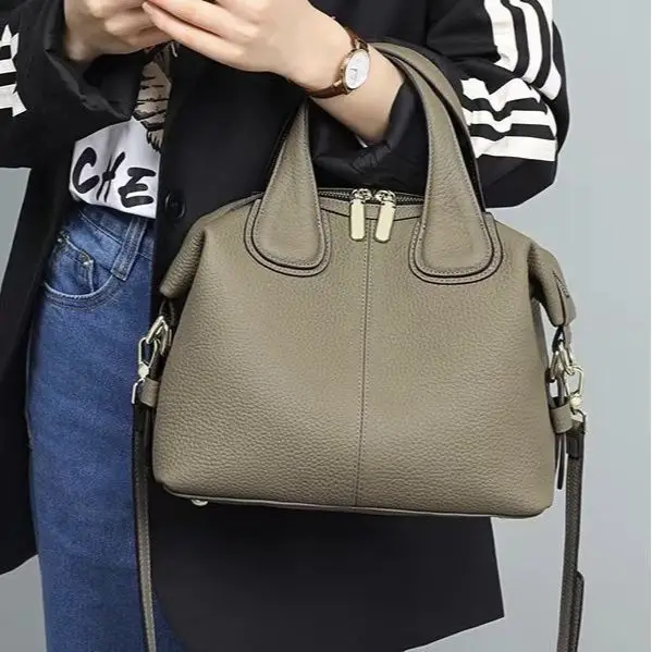 

Cowhide Boston Bag High-end Feel Large-capacity Commuting Crossbody Genuine Leather Women's Mother's Bag Pillow Designer Luxury