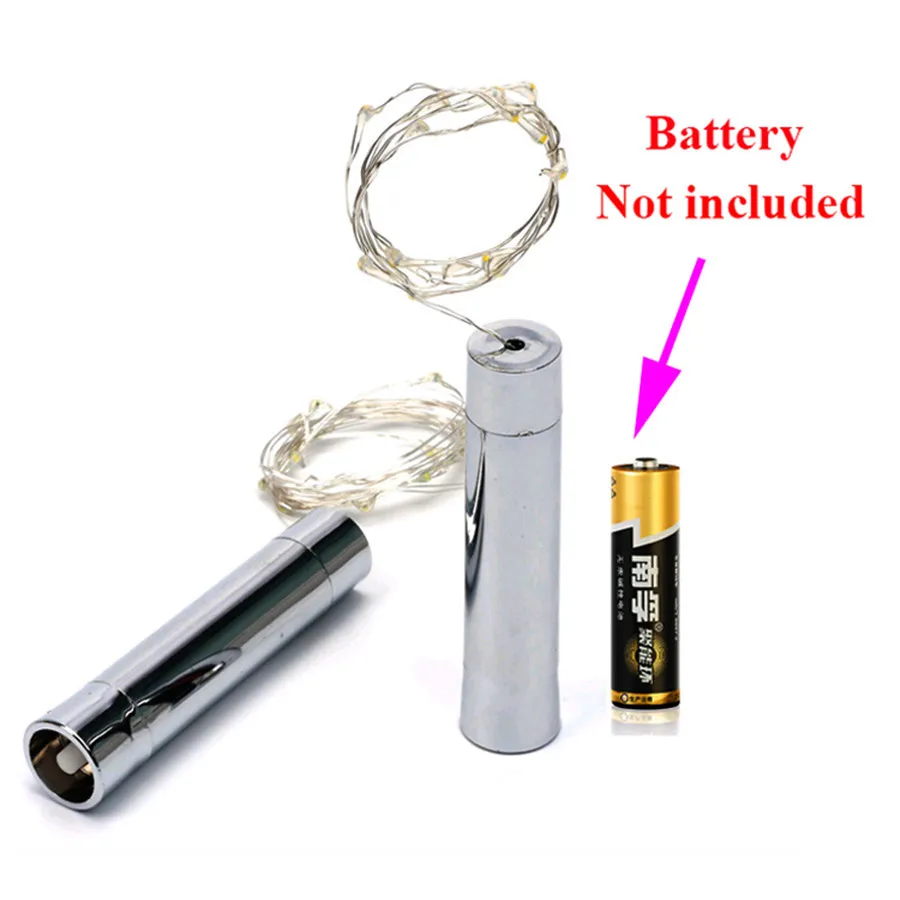 10PCS 20LED Sliver Wine Bottle Cork Light AA Battery Operated Fairy String Light Cork Bottle Light for DIY Christmas Party Decor