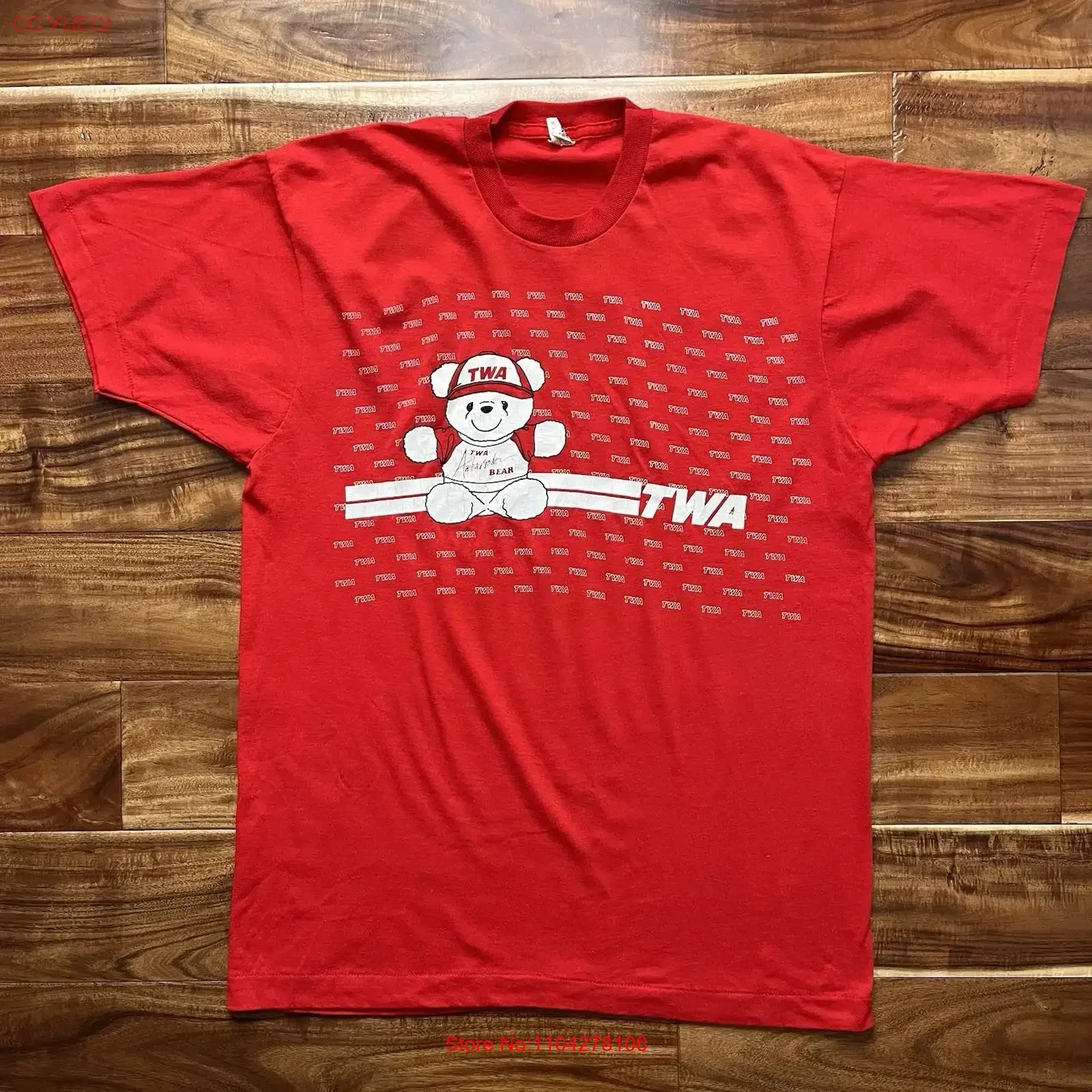 VTG TWA Red Ambassador Bear T Shirt Mens XL Airplane 90's vintage Washed Comfortable Stylish Versatile streetwear fashion