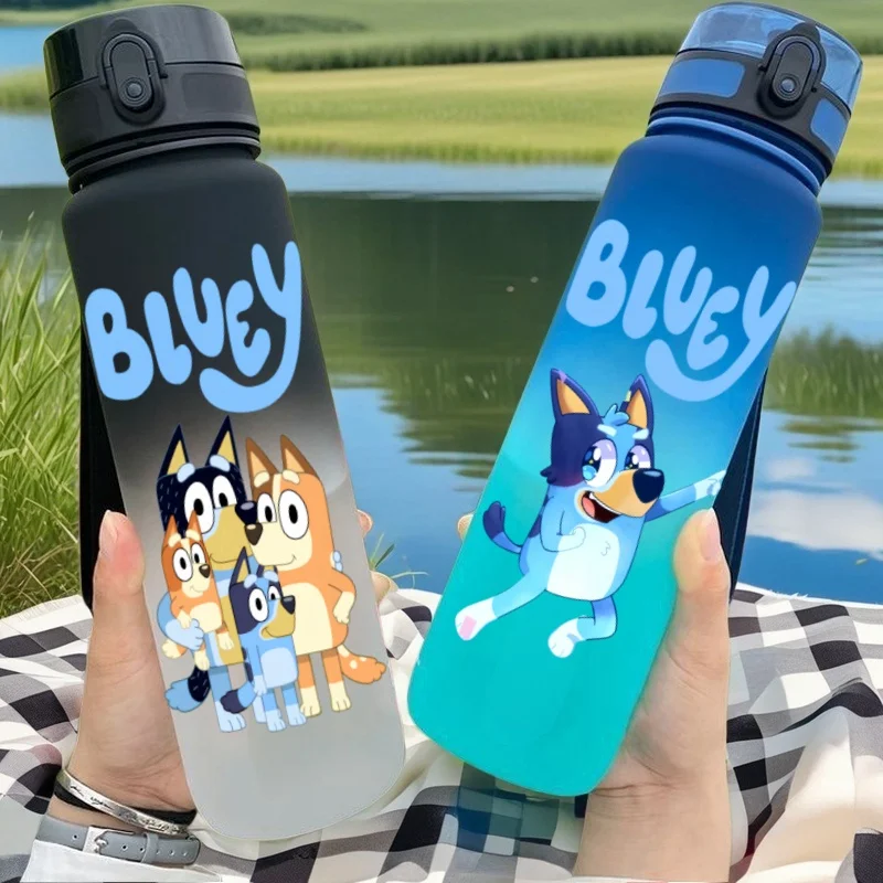 650ML Bluey  Anime Characters Water Cup Portable Children's  Outdoor  Large Capacity Plastic Antidrip Water Bottle