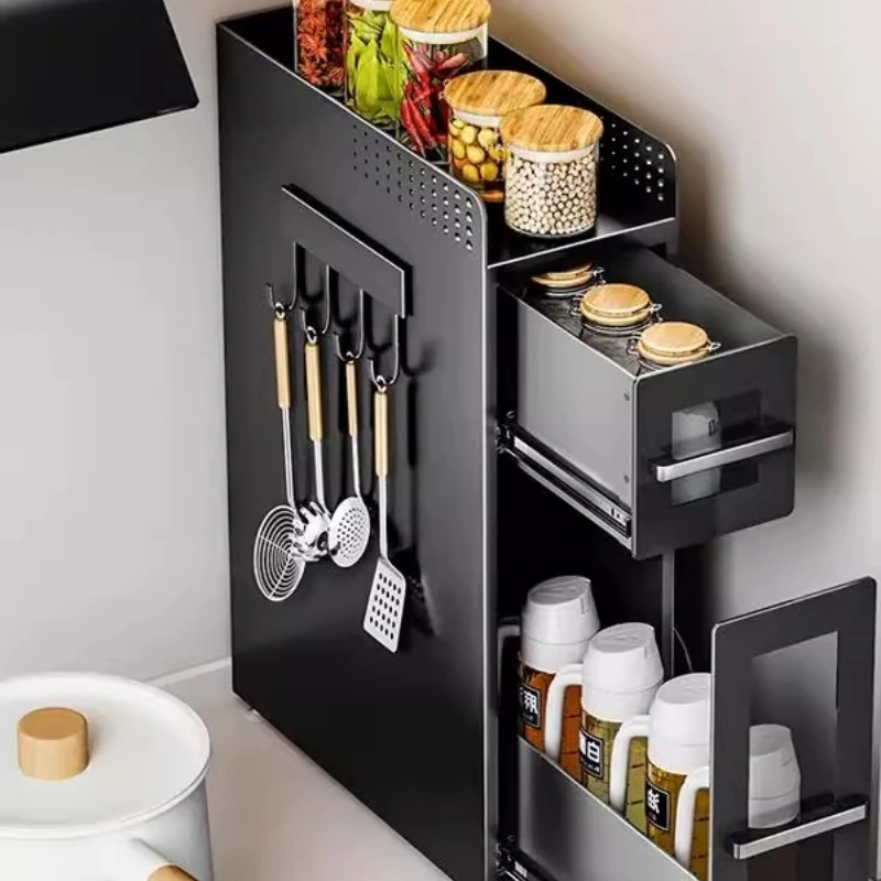 Corner Spice Rack Pull-Out Organizer - Large Capacity Kitchen Shelf, Adjustable Storage Cabinet for Pantry Condiments