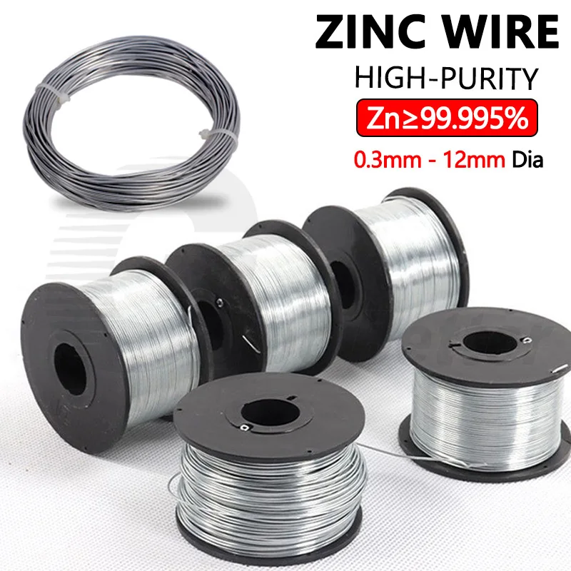 99.995% Zinc Metal Wire 0.3-12mm Dia High Purity Zn Anode Electrode Electroplating & Arc Spraying for Lab Marine Anti-corrosion