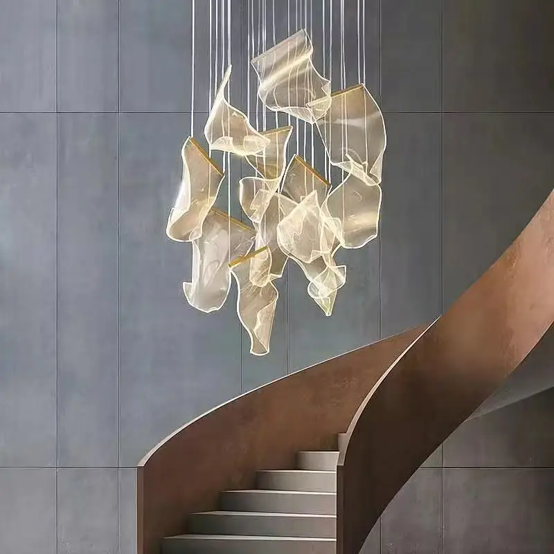 

Postmodern Artistic design Acrylic LED chandelier, lustre Black base Hardware Ceiling luminaire Staircase living room Dimmable