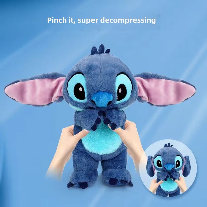 Anime Plush Stitch Disney Breathing Otter Soothes Plush Toys, Babies Sleep, Dolls Have Moving Ears, Children's Birthday Gifts