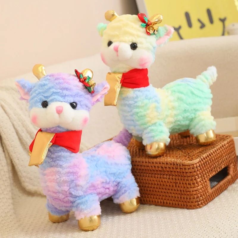 

32cm Kawaii Stand Christmas Elk Plush Toys Cute Colourful Deer Soft Stuffed Toys Dolls Home Party Decoration Plush Toys