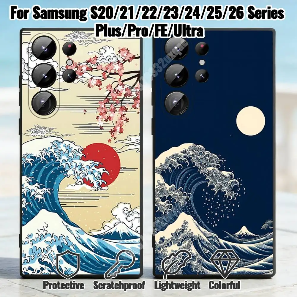 

The Great Wave Painting Phone Case for Samsung Galaxy S21 22 23 S24 25 26 Ultra Plus FE Lite Silicone Bumper