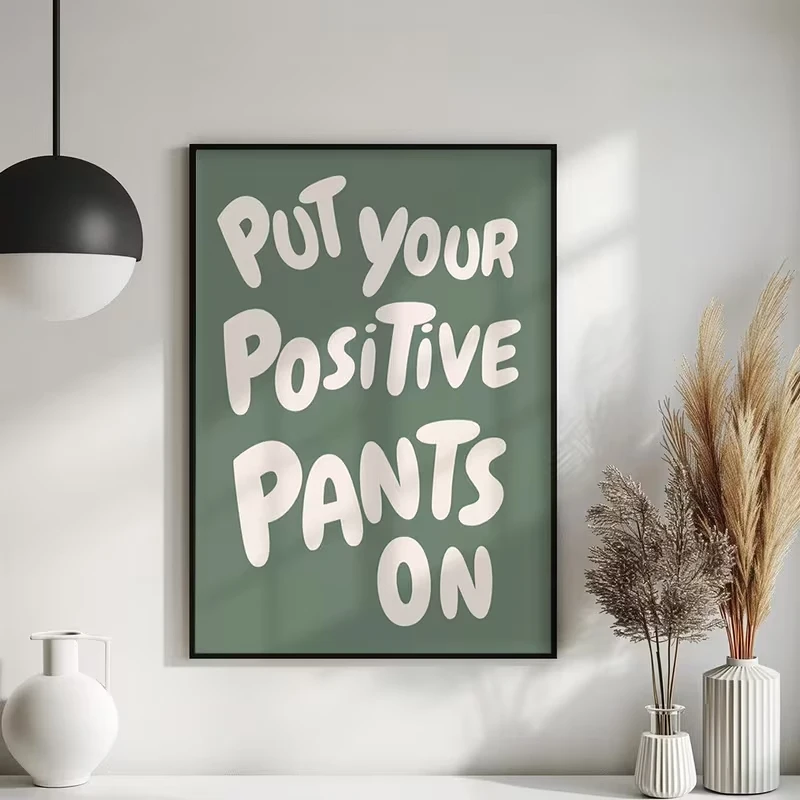 Modern Green Put Your Positive On Quotes Wall Art Print Canvas Painting Poster Picture For Living Room Home Decor