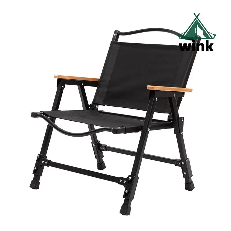 Outdoor Portable Aluminum Alloy Folding Kermit Chair, Black Beach Chair, Camping, New