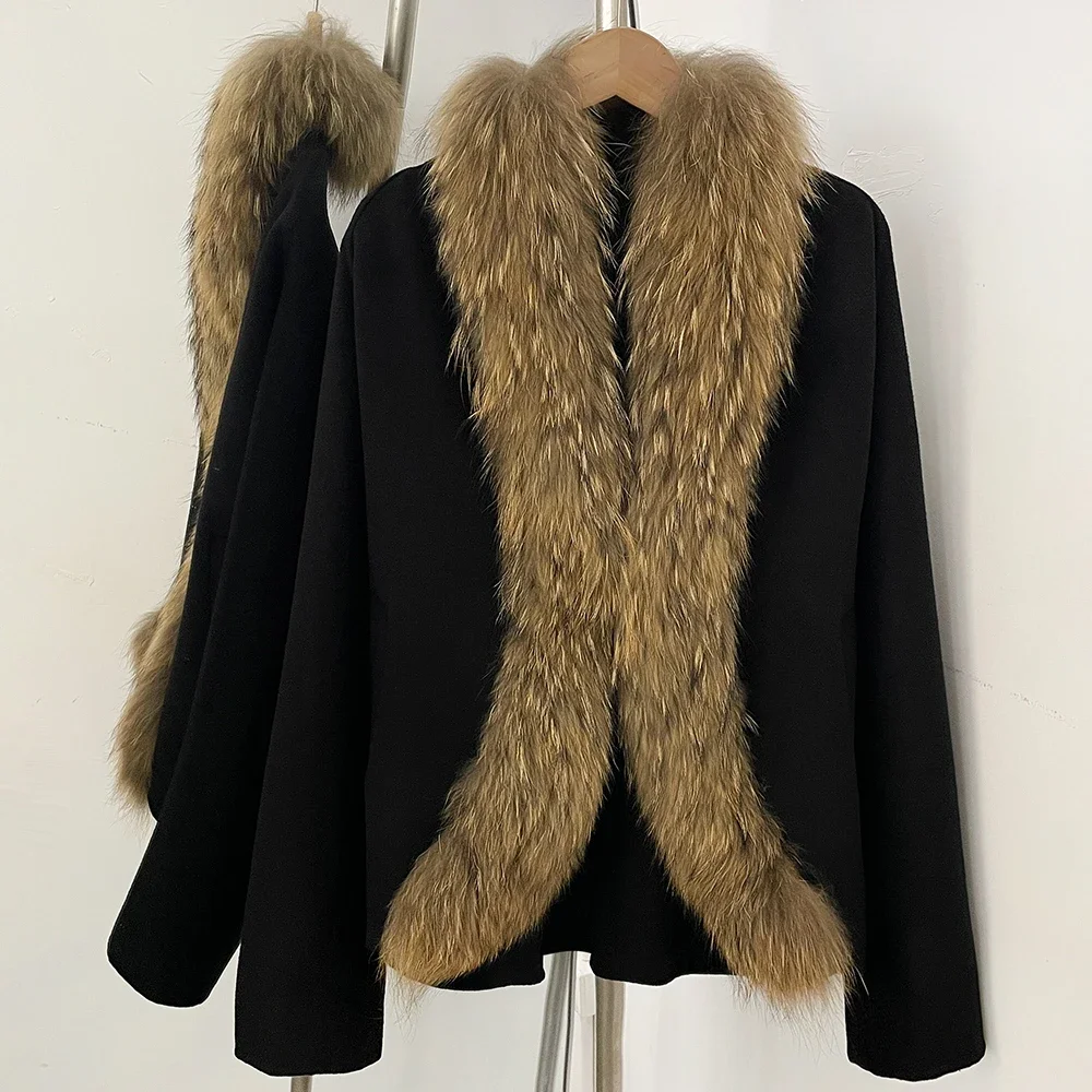 OFTBUY Neue Luxuriöse Winterkleidung Damen Kurzer 100% Wollmantel mit Echtfuchspelzkragen Natürlicher Pelz Wolljacke für Damen – Detail 10