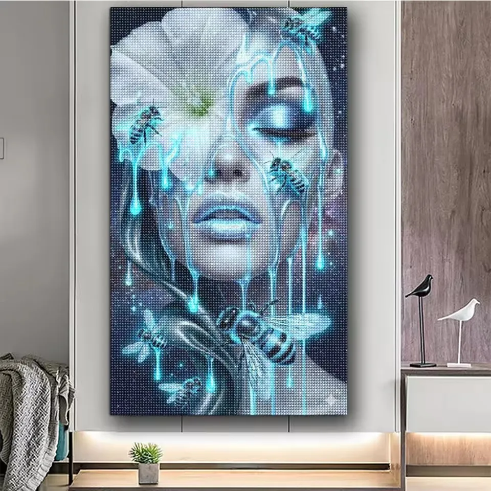 Abstract Flower Bee Woman Beauty Diy Diamond Painting Full Square Round Diamond Art Mosaic New 2026 Insect Girl For Home Decor