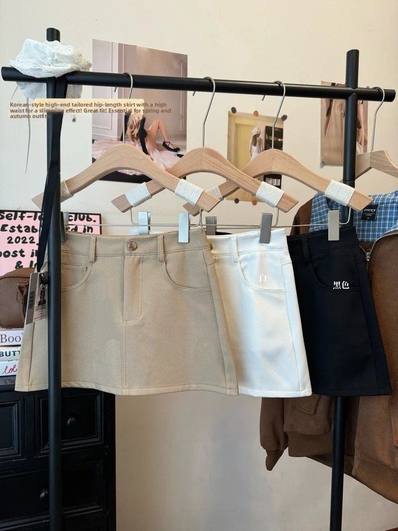 

Повседневная женская короткая юбка с высокой талией и карманами, цветная, непрозрачная, универсальная, весенняя, предотвращающая просвечивание