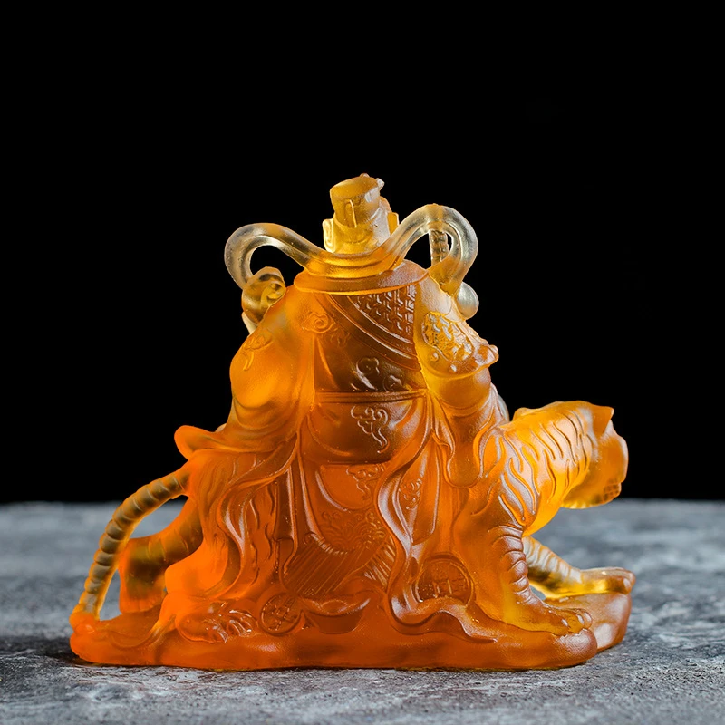 Military God of Wealth Zhao Gongming Rides a Tiger Yuanbao Coloured Glaze Buddha Statue