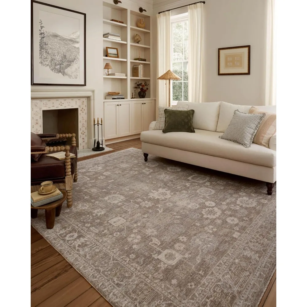 

Large Area Rug, 38" Pile Height, for Living Room, Bedroom, Kitchen, Office, Easy Care, 9'-6" X 13'-1" Taupe / Ivory Rugs