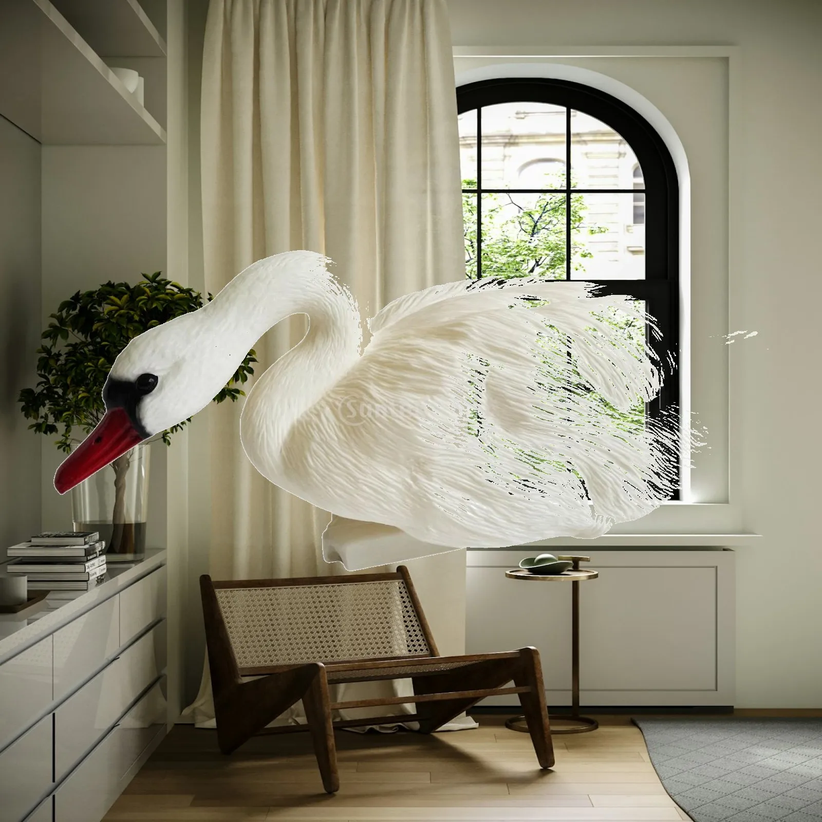 Outdoor Floating Swan Statue Garden Water Feature Realistic PE Decorative Figure for Pool Pond Courtyard