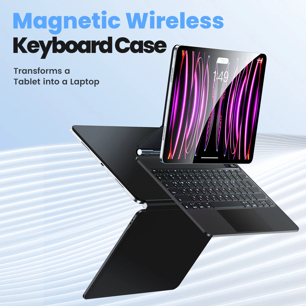 Toocki Magnetic Bluetooth Keyboard Case 12.9/11 inches Digital Display for iPad Pro Air 4 Air 5 Bracket Cover Magnetic Case