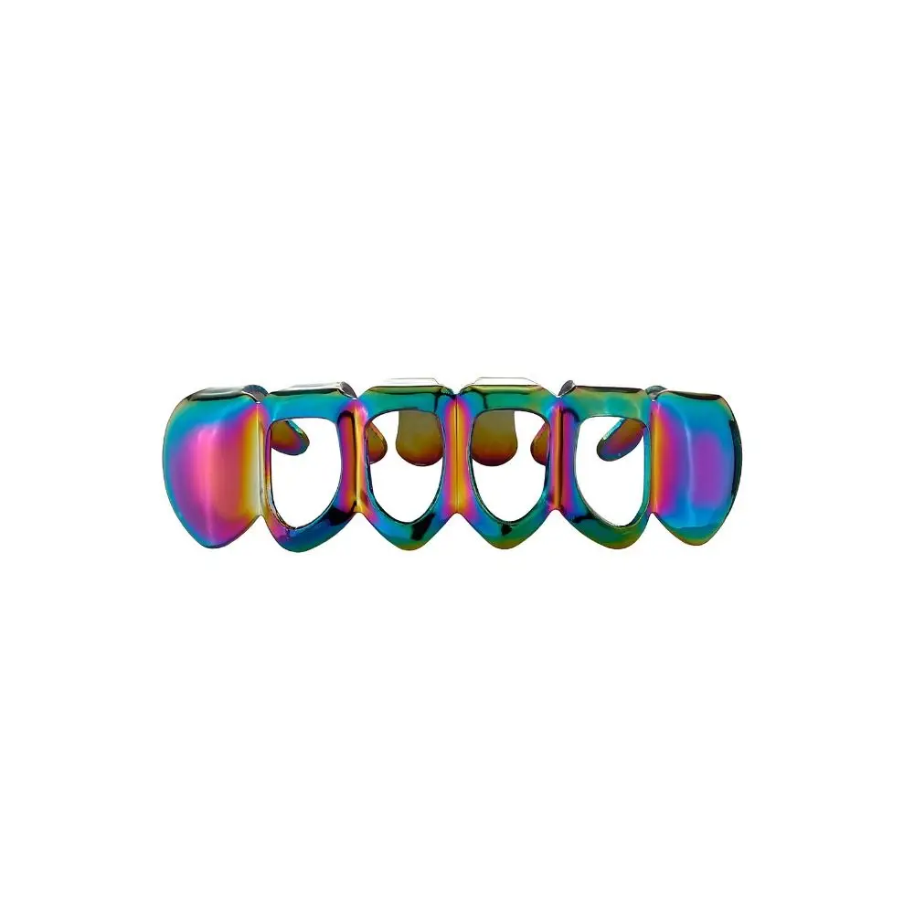 2Pcs/Set Hip Hop Dental Grills Glossy Classic Hollow Teeth Grillz Braces Trendy Simple Charm Teeth Grillz Stage Props