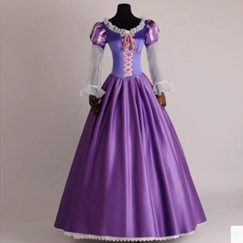 Adult Halloween Long Hair Princess Pele Performance Outfit Purple Gown Stage Performance Costume Ladies Ethnic Fashion