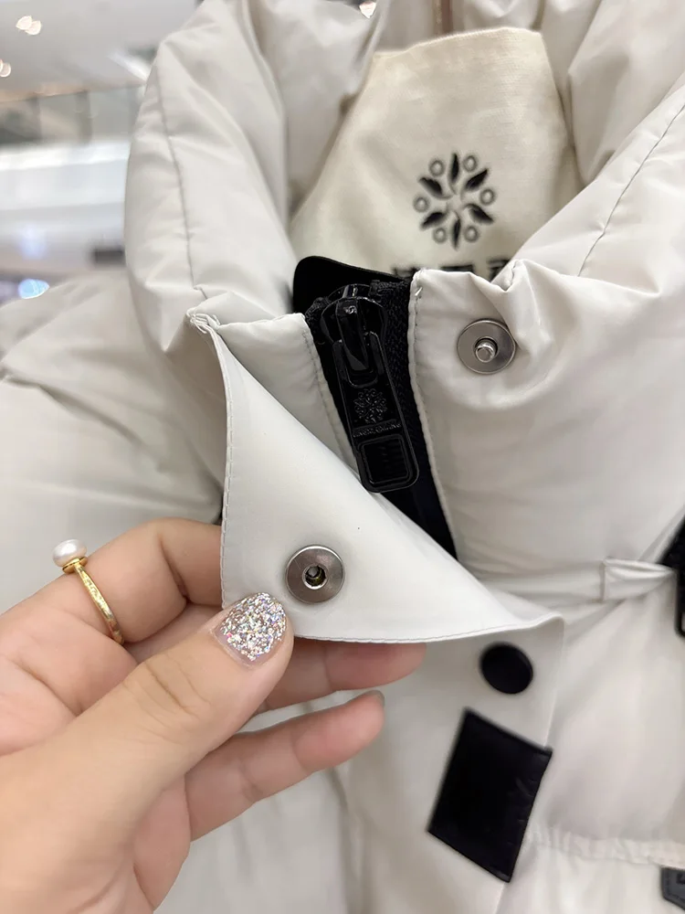 冬の極寒対応カップルダウンジャケット 男女兼用 フード付き 厚手 暖かい 90%ホワイトダックダウン ふわふわコート