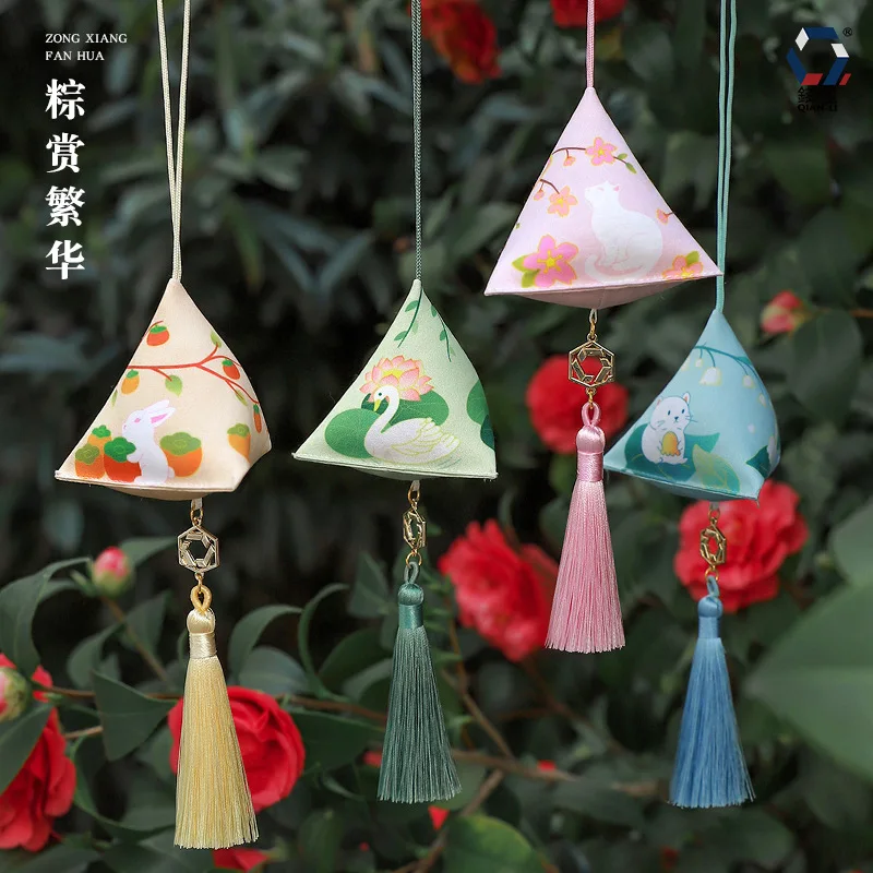 Lotus Zongzi  Embroidery Sachet  Finished Product Cross-stitch Crafts for Adults Jewelry Pendant Hangings Decoration