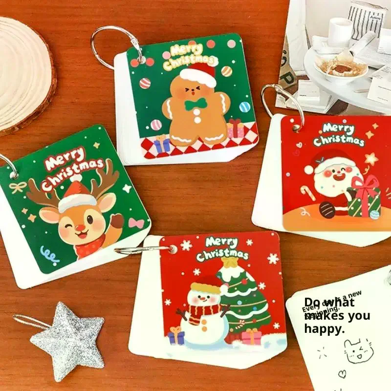 1/4 Stuks Kerst Losbladige Notebook Cartoon Kerstman Sneeuwpop Elanden Mini Draagbare Notepad Student Briefpapier Prijzen gift