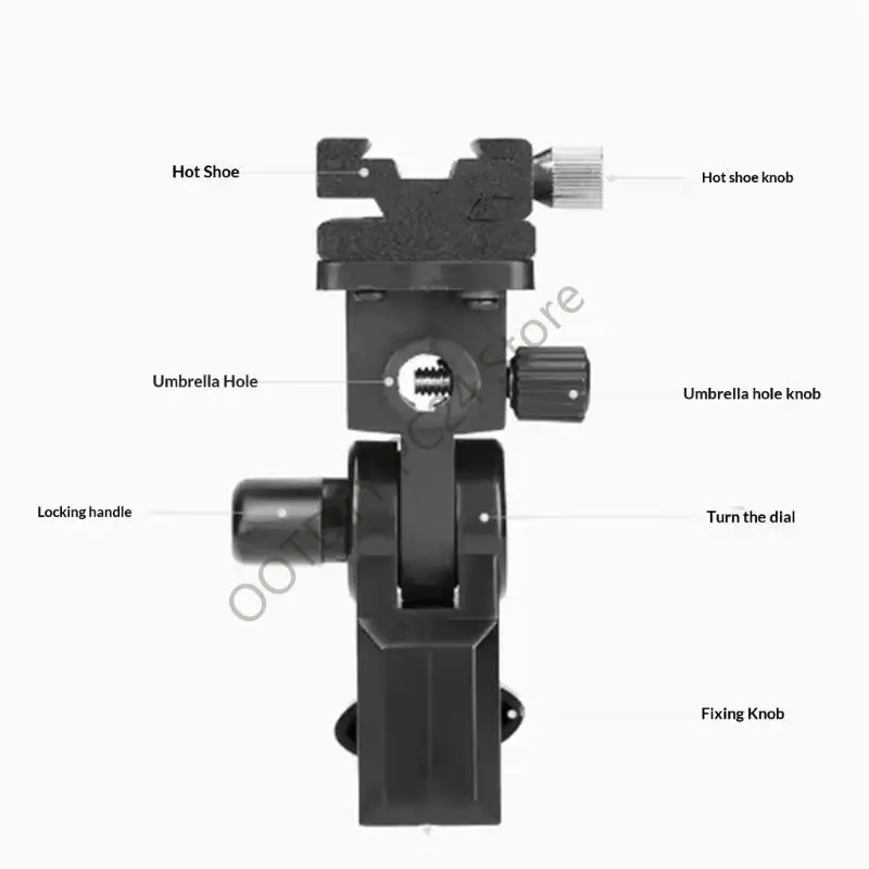 H7BA Secure Flash Bracket Locking Screw Adjustable for Photography Lighting Mount