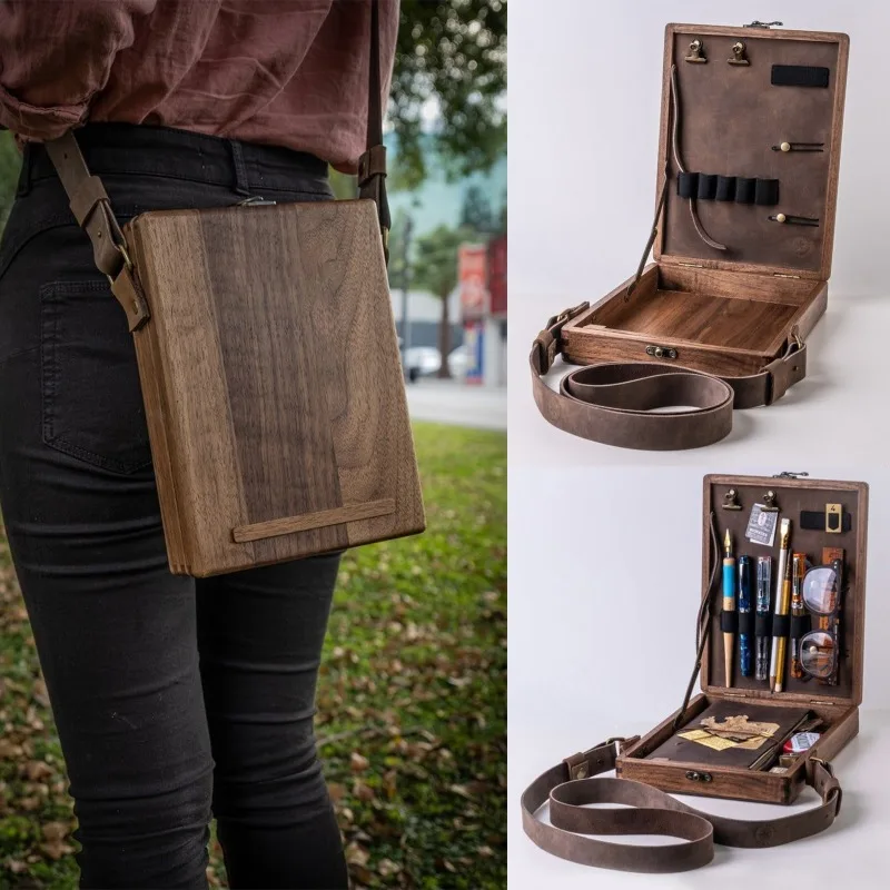 Writers Messenger Wooden Box Art Creation Sketch Easels Bag Outdoor Portable Tool Organizer Home Decor Storage Box