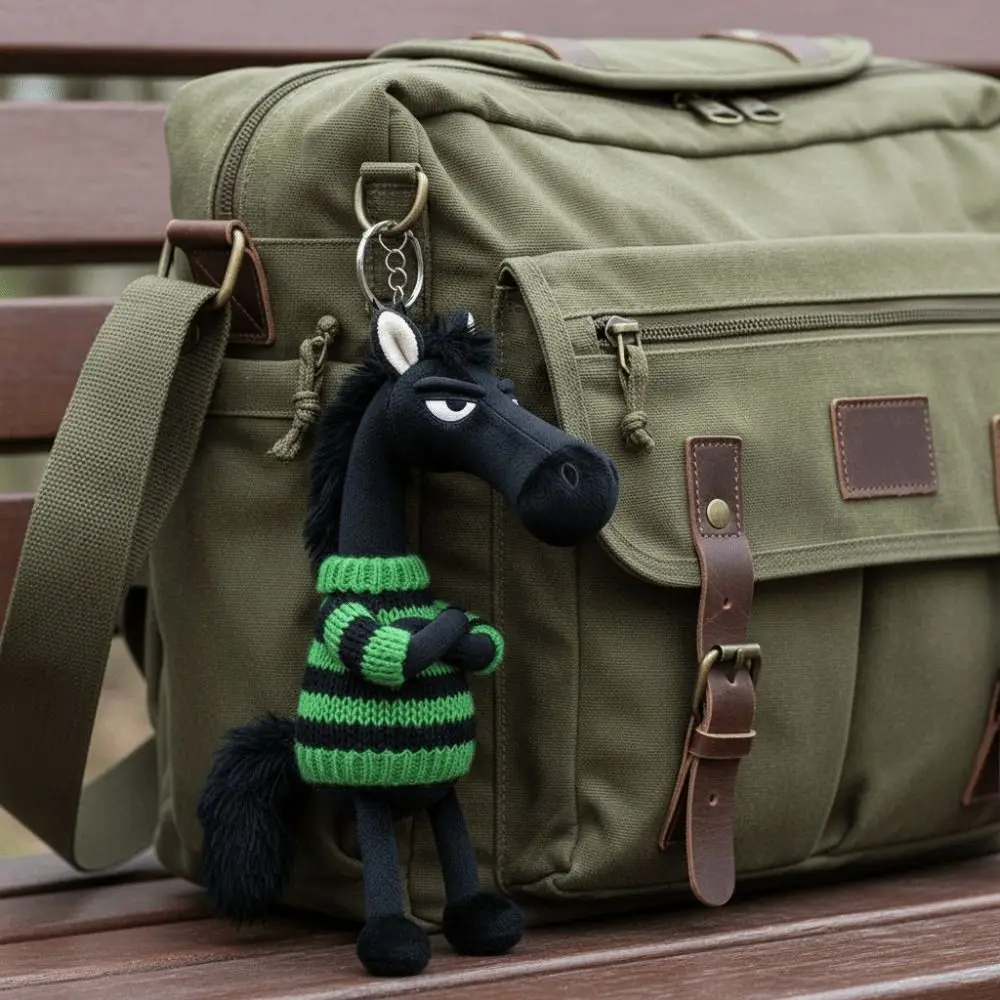 Porte-clés cheval foncé en peluche créatif, mignon et doux, poupée de cheval de Simulation, mascotte, Style chinois, Figurine de poney du zodiaque, cadeau d'anniversaire