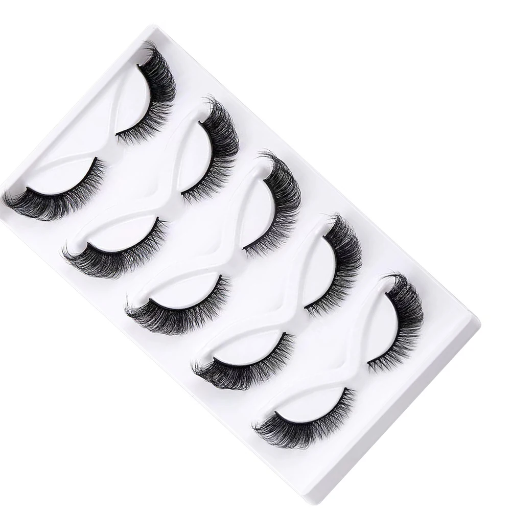 5 pairs of popular fox eye fake eyelashes, naturally thick eyelashes, simulated cat eye eyelashes