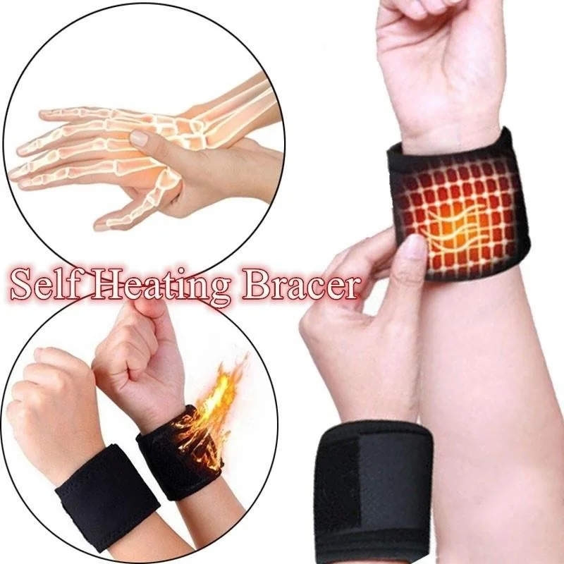 2pcs/set Sports Protection Health Care Magnetic Therapy Tourmaline Self-Heating Wrist Brace Braces Belt Arthritis Pain Relief