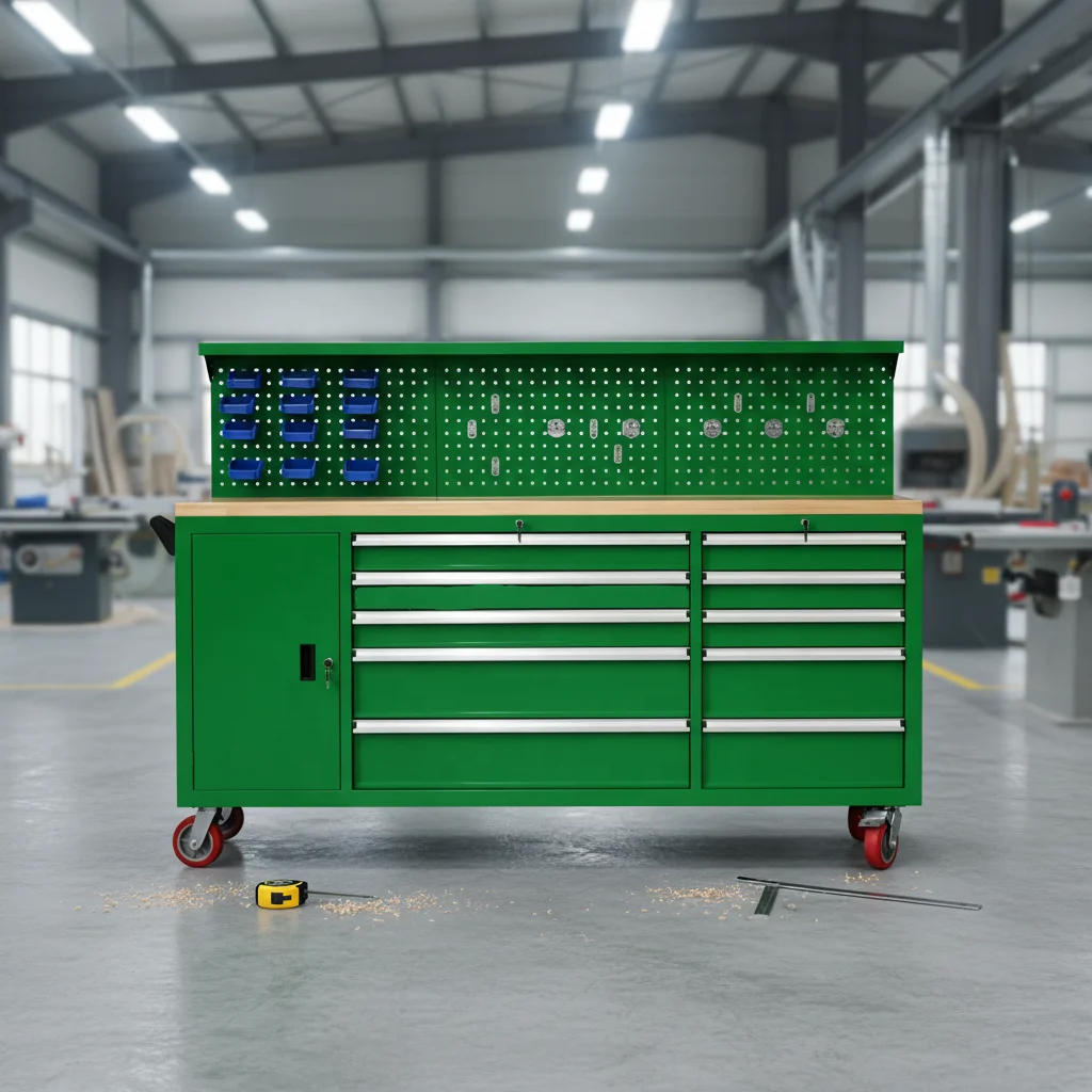 Green Tool Chest Rolling Cabinet Tool Boxes with Wheels Drawer Garage Heavy Duty Auto Repair Mobile Tool Storage Trolley