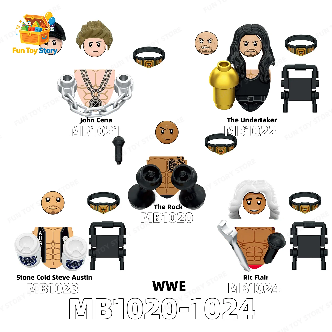 

MB1020-1024 Wrestling Superstar People Assemble Puzzle Blocks, Wrestling Enthusiasts Collection