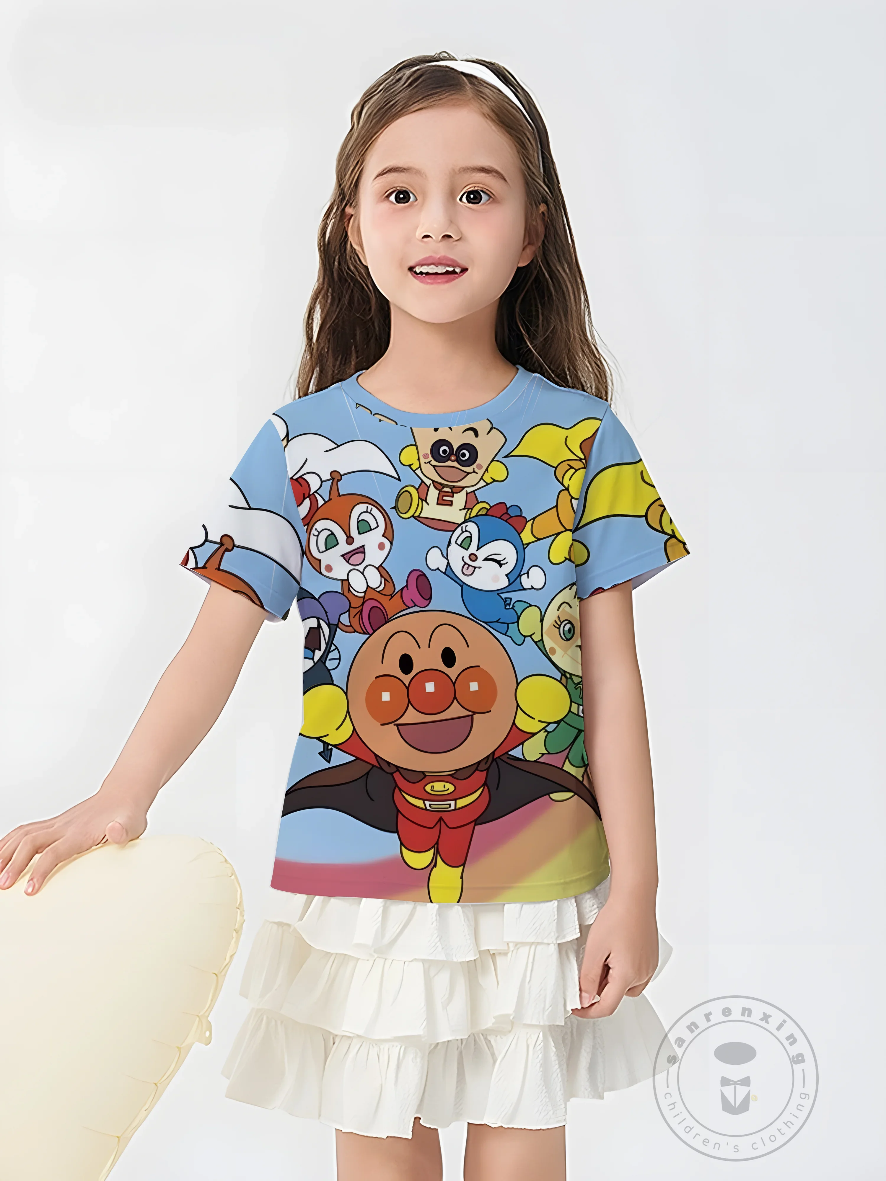 

Популярная детская футболка с 3D рисунком андпанмана в японском стиле, летний топ Kawaii с короткими рукавами и круглым вырезом для мальчиков и девочек 3–14 лет