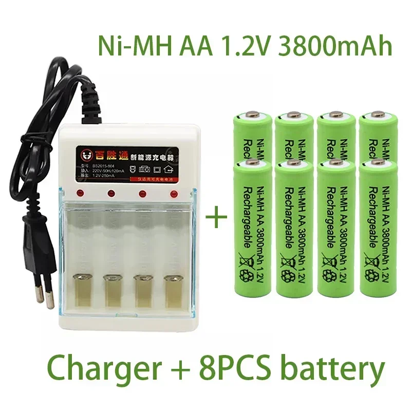 Batería recargable de Ni-MH para juguetes, pilas AA de 1,2 V y 3800mAh con mando a distancia y cargador, novedad